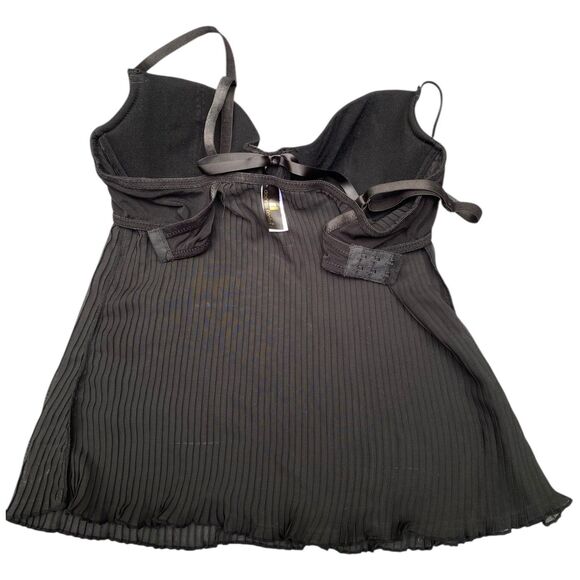 Vintage Donna L'oren Babydoll Bra Top 34C Black Pleated Chiffon Coquette flirty - Picture 5 of 10